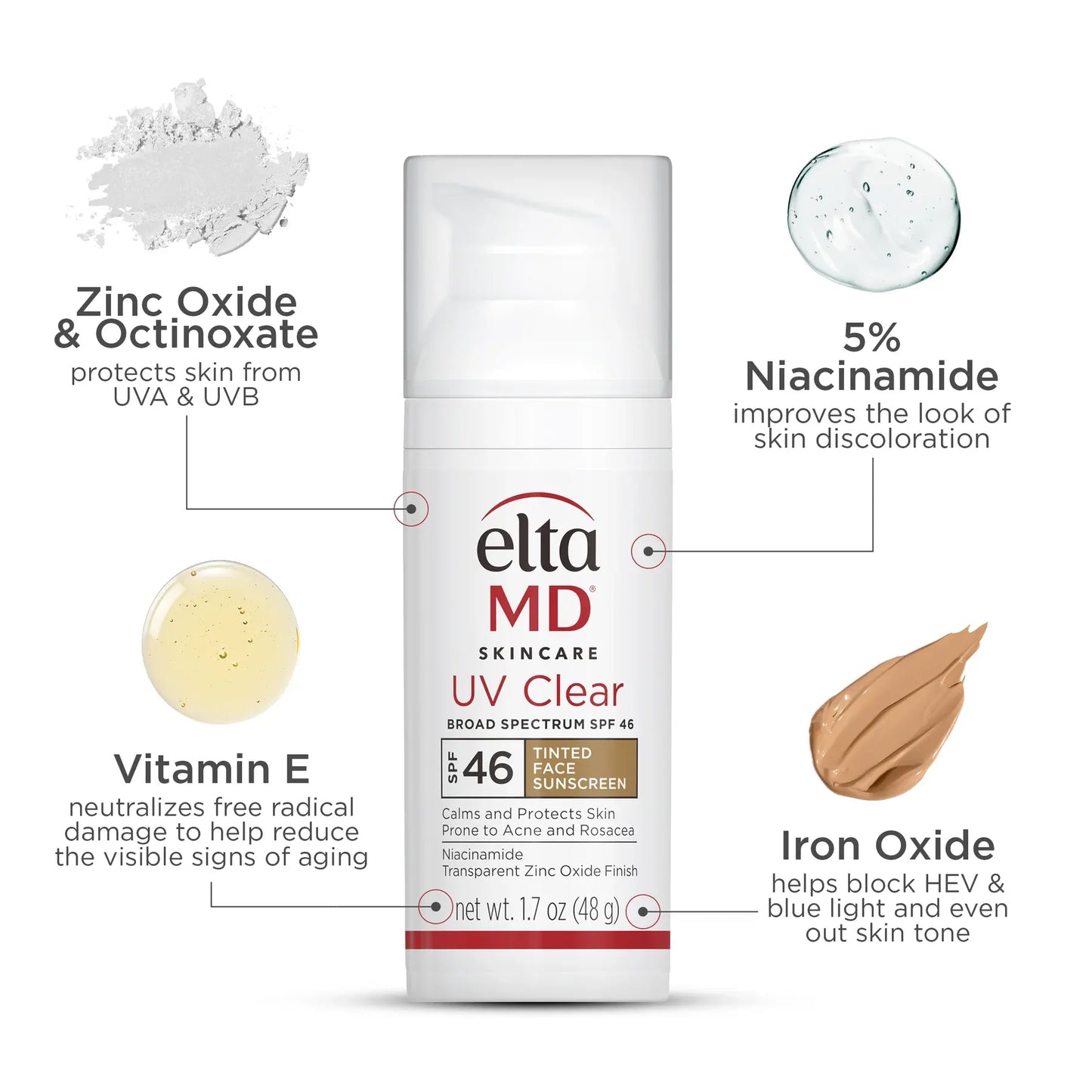 EltaMD Oil-free UV CLEAR TINTED SPF BROAD SPECTRUM 46 Sunscreen