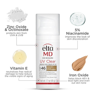 EltaMD Oil-free UV CLEAR TINTED SPF BROAD SPECTRUM 46 Sunscreen